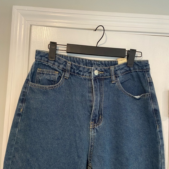 Dazy Size 8 High Waist Wide Leg Zip Up Cotton Blend Medium Wash Denim Jeans - Picture 2 of 11